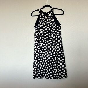 Loft petite high neck mini polka dot dress. A line skirt